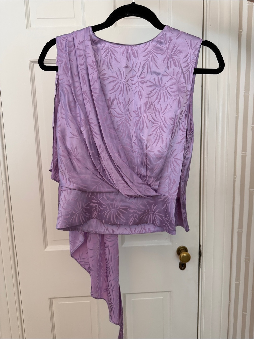 Sleeveless Lilac Floral Draped Dress